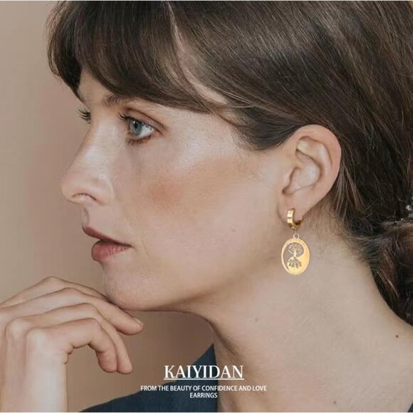 Treelife Gold Dangle Statement Vintage Cute Long Earring for Women Jewelry - Picture 2 of 9